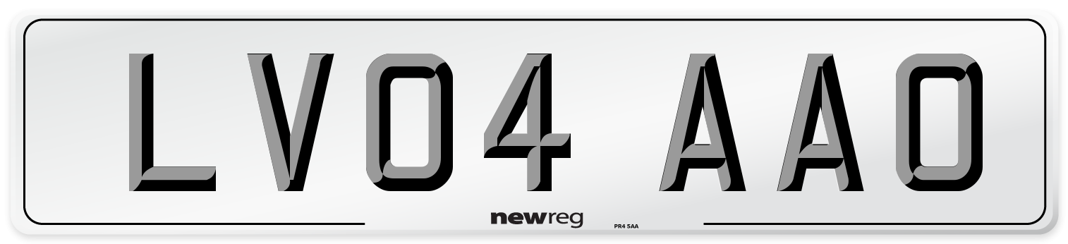 LV04 AAO Number Plate from New Reg
